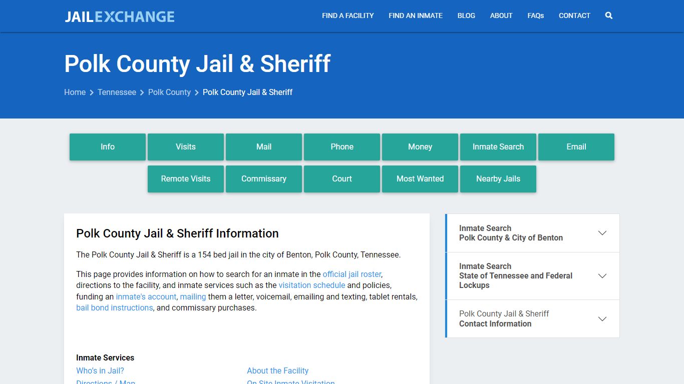 Polk County Jail & Sheriff, TN Inmate Search, Information